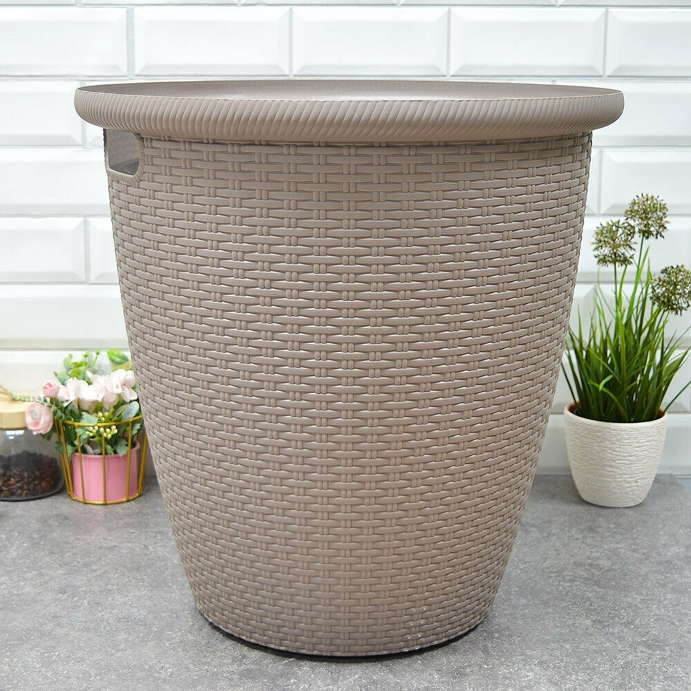 Кашпо напольное Rattan 50л d470мм с внутренним горшком 27л, французский платан