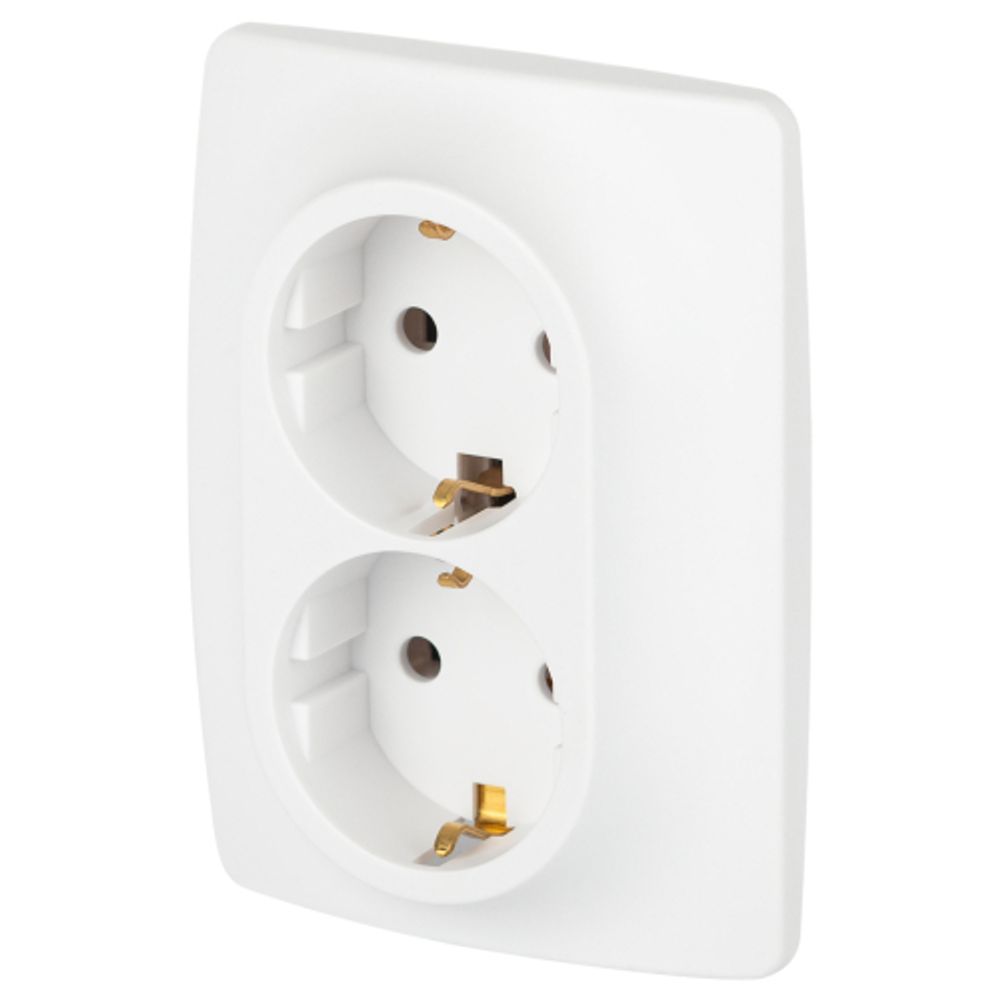 Розетка ЭРА Серия 12 12-2106-01М 2X2P+E Schuko 16А-250В белый матовый