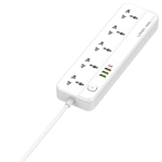 LDNIO удлинитель сетевой фильтр, модель SC5415, 2 метра, 4 USB, тройник разветвитель с заземлением и выключателем, белый