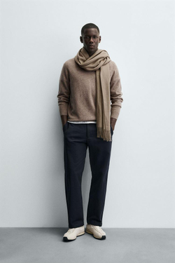 ZARA ТРИКОТАЖНОЕ ПОЛО ИЗ ШЕРСТИ И КАШЕМИРА, РЫЖЕВАТО-КОРИЧНЕВЫЙ МЕЛАНЖ