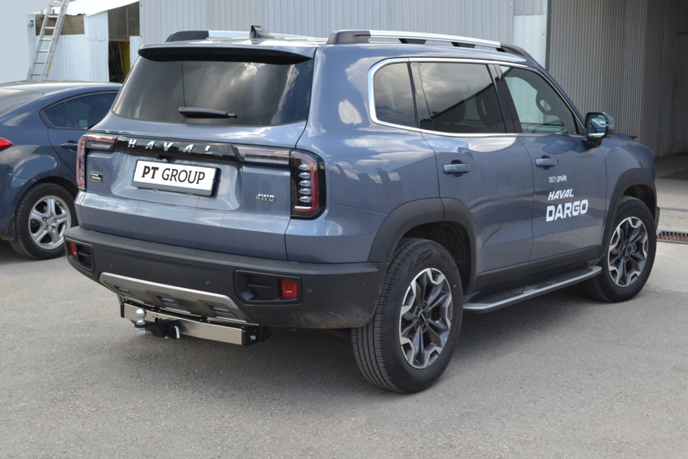 Фаркоп PT GROUP / съемный квадрат/ с нержавеющей накладкой для HAVAL Dargo 2022-(паспорт и сертификат в комплекте)(без электрики) арт.HVR-22-991124.00