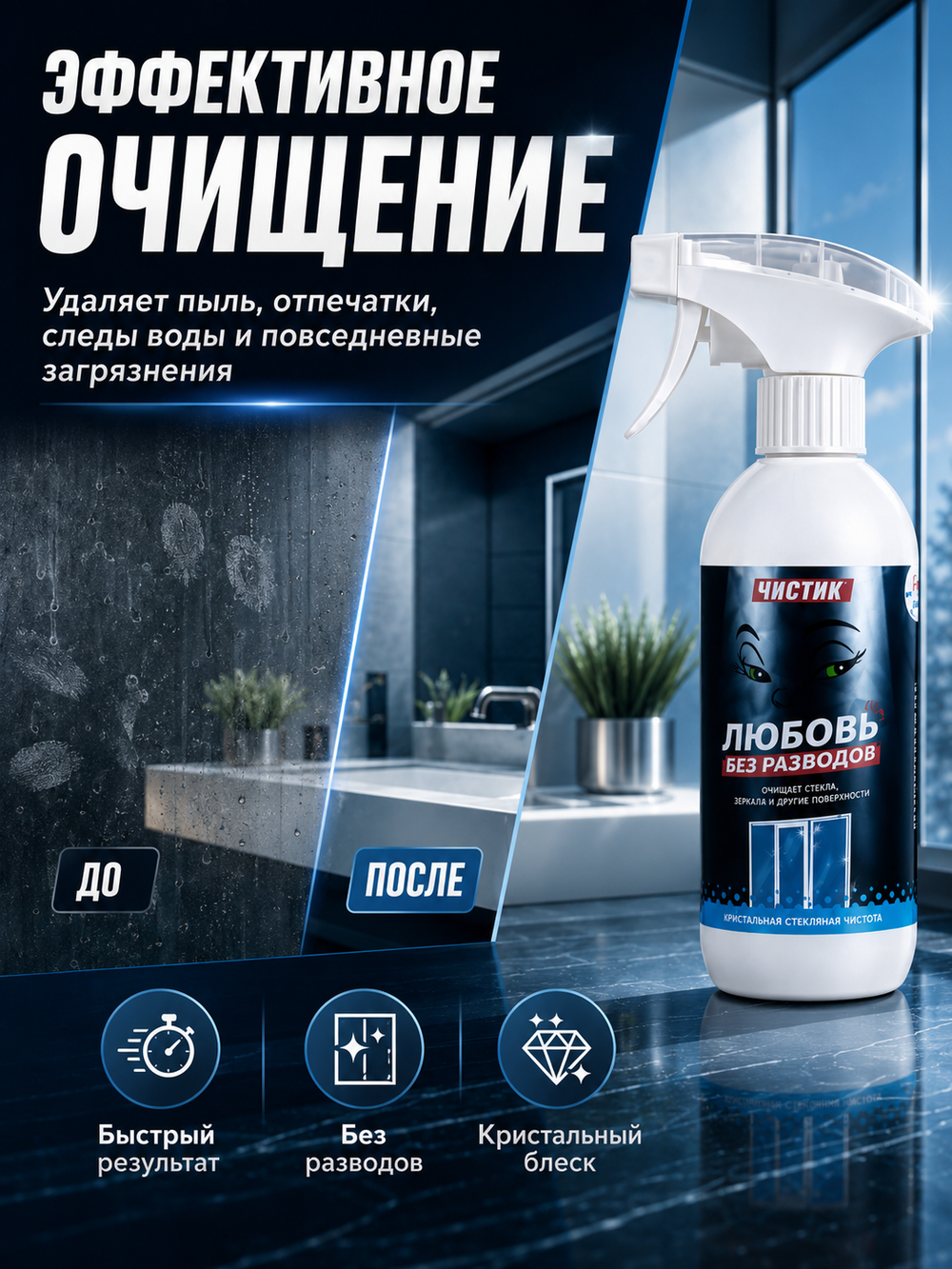 Очиститель стекол VMPAUTO Любовь без разводов 500мл (триг)