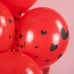 Шар (12''/30 см) Я Тебя Люблю ... (сердечки), Красный (230), пастель, 4 ст, 25 шт.