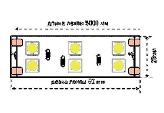 Светодиодная лента SWG 28,8W/m 120Led/m 5050SMD холодный белый 5M SWG5120-24-28.8-W-М 009705