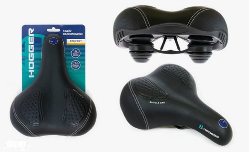 Седло HOGGER, комфорт 275x215 мм, унисекс, гель, эластомер, черное (25)