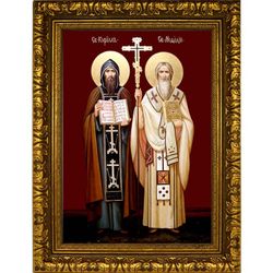 Кирилл и Мефодий Святые равноапостольные учители Словенские. Икона на холсте