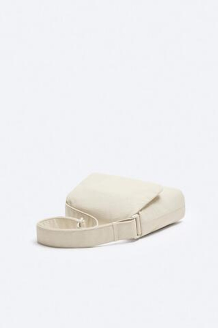 ZARA СУМКА ИЗ НЕЙЛОНА С КЛАПАНОМ, КОСТЯНОЙ БЕЛЫЙ