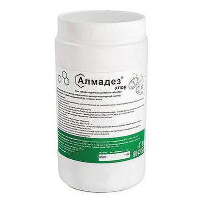 АЛМАДЕЗ хлор дезинфицирующее ср-во в виде таблеток 1 кг.
