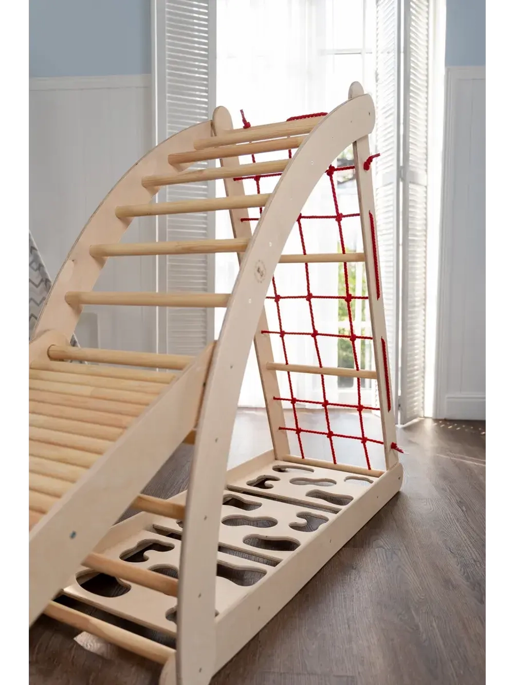 Детский спортивный комплекс 4в1, Пиклера, Скалодром, красный