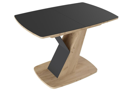 Стол деревянный Woodville Гарда Тип 1 дуб крафт золотой, стекло матовое чёрный графит