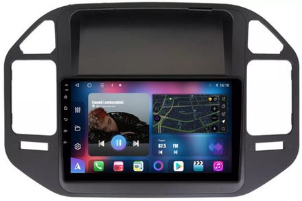 Магнитола для Mitsubishi Pajero 3, Montero 3 1999-2006 (рамка черная) - FarCar BM3237M на Android 13, QLED, TS10, 4Гб+32Гб, CarPlay, 4G SIM-слот