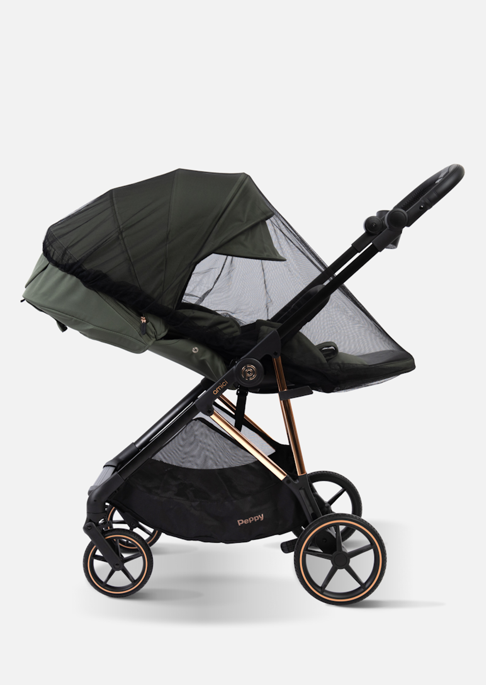 Peppy Коляска прогулочная Amici (Green) рама Black
