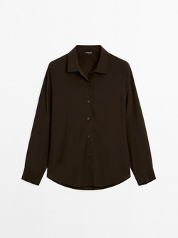 Massimo Dutti Рубашка из струящейся высокотехнологичной ткани, коричневый