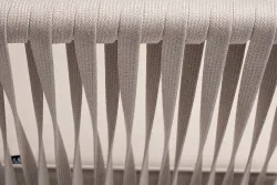 "Касабланка" диван 2-местный плетеный из роупа, каркас алюминий белый муар, роуп бежевый 20мм, ткань бежевая 035