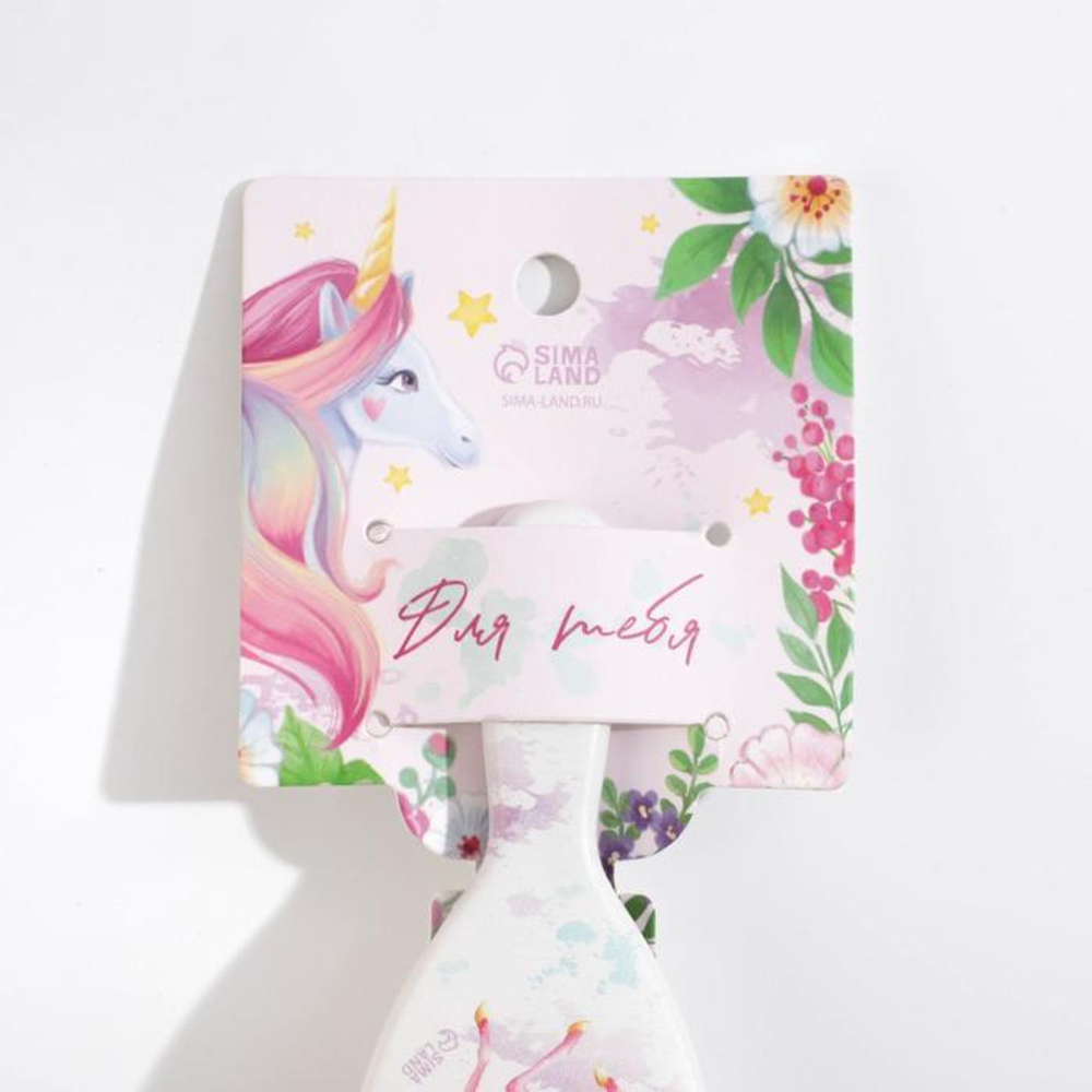 6963295 Массажная расческа детская «Единорог», овальная 13 × 4.5 см