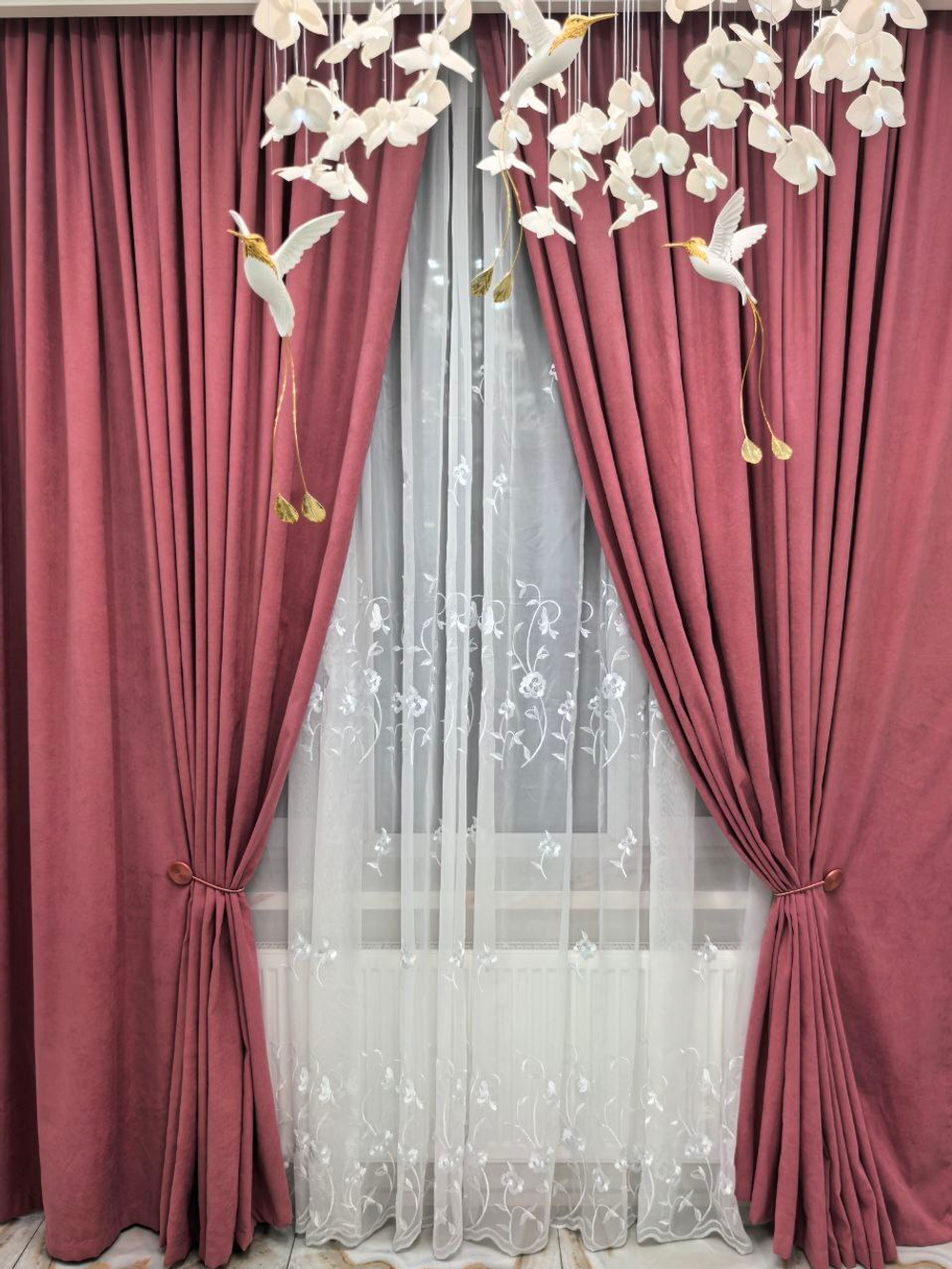 Комплект штор BlessLight Портьеры Канвас 240х100 1 шт. Брусничный