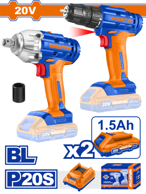 Набор аккумуляторного инструмента 20В 2 шт (4) WADFOW WCK2017