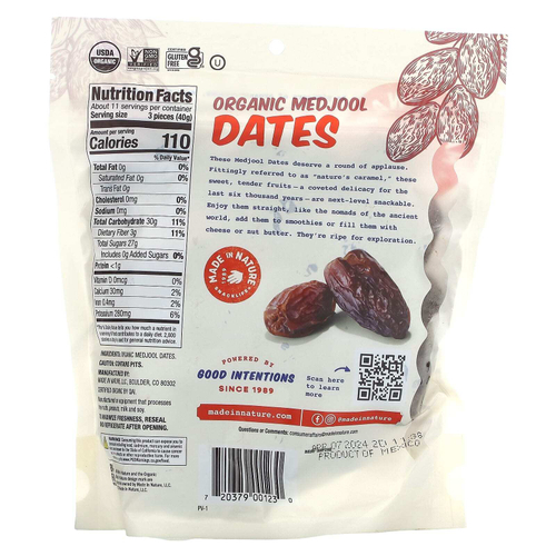 Made in Nature, Органические финики Medjool, 454 г (1 фунт)