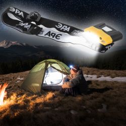 Фонарь налобный светодиодный ЭРА Рабочие GA-804 аккумуляторный яркий 4 режима желто-черный | Налобные фонари