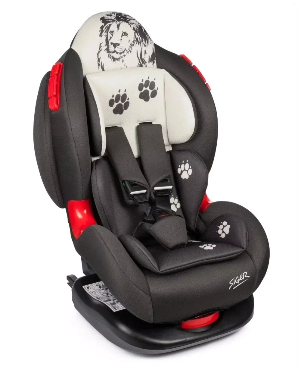 Детское автомоб. кресло Siger "Кокон ISOFIX" серо-бежевый лев, 1-7 лет, 9-25 кг, группа 1/2, шт