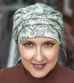 Тюрбан Эмма Лен, шапочка с лентами,  зеленый пейсли