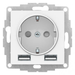 ATLASDESIGN РОЗЕТКА 16А c 2 USB A+A, 5В/2,4А, 2х5В/1,2А, механизм, БЕЛЫЙ