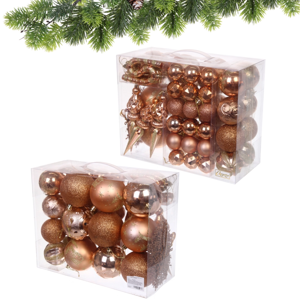 Набор ёлочных украшений «Wish» 6 см + 4 см (50 предмета), Шампань