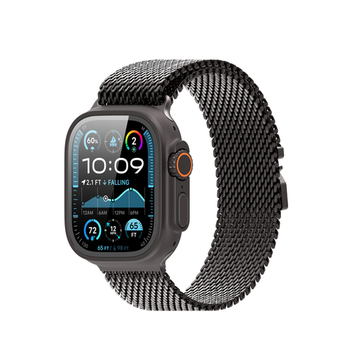 Ремешок из нержавеющей стали серого цвета для смарт часов Apple Watch 38, 40, 41 и 42мм, серия Milanese Air Series (миланская петля) от Dux Ducis