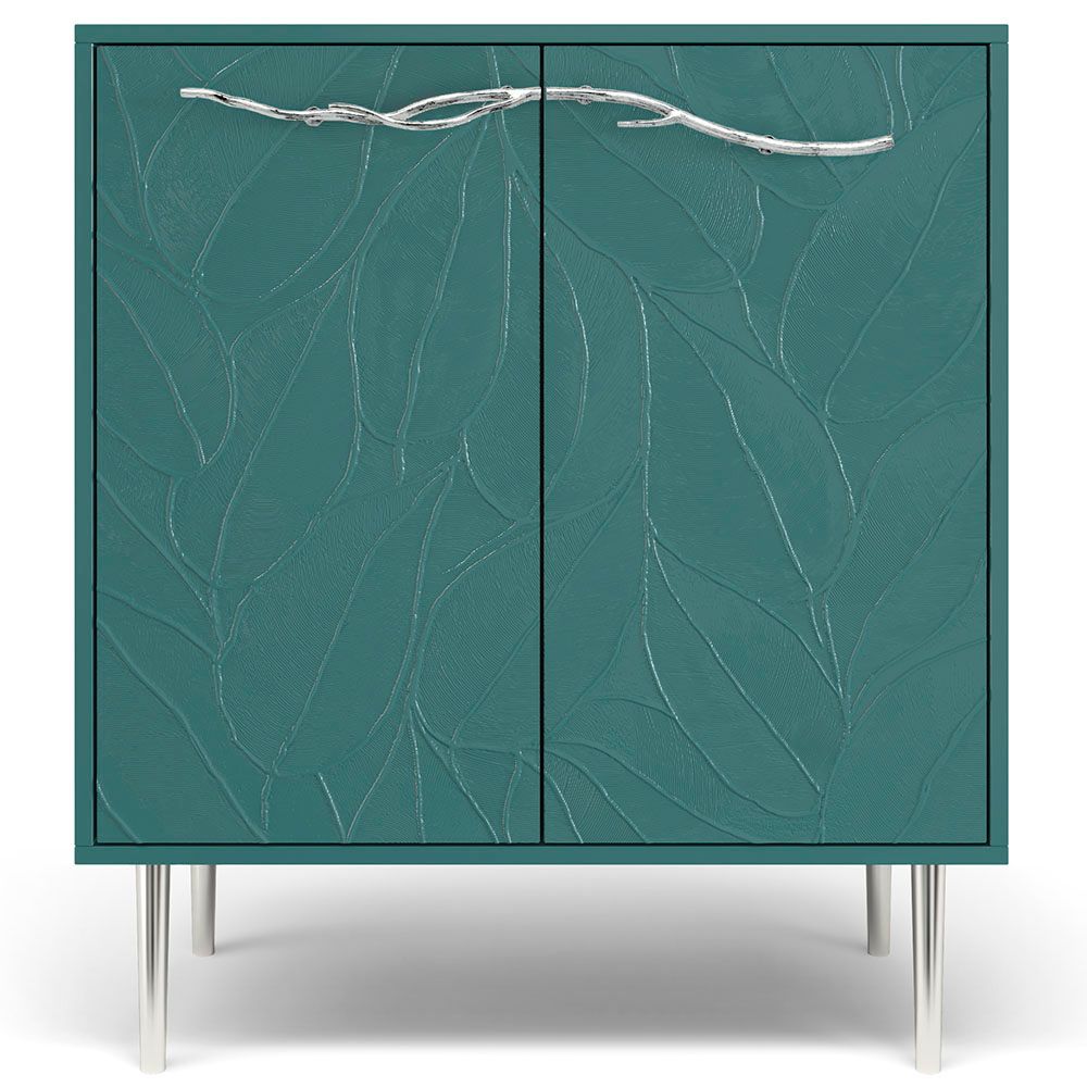 Комод Арт Колор leaves Стайл Сильвер с 2 полками Пастельный-синий