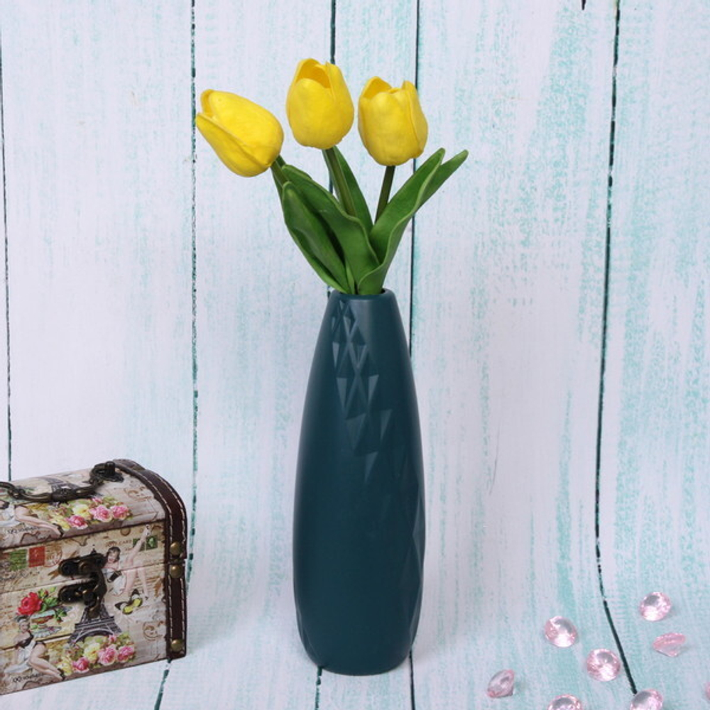 Ваза из пластика «Marlen-Сеона» 0,4л 21,3*5,5*3,4см цвет морская волна