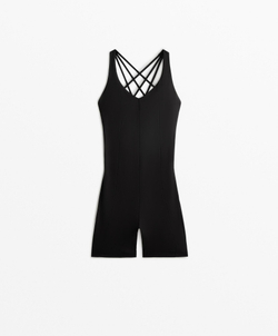 Oysho Короткий комбинезон Comfortlux, черный