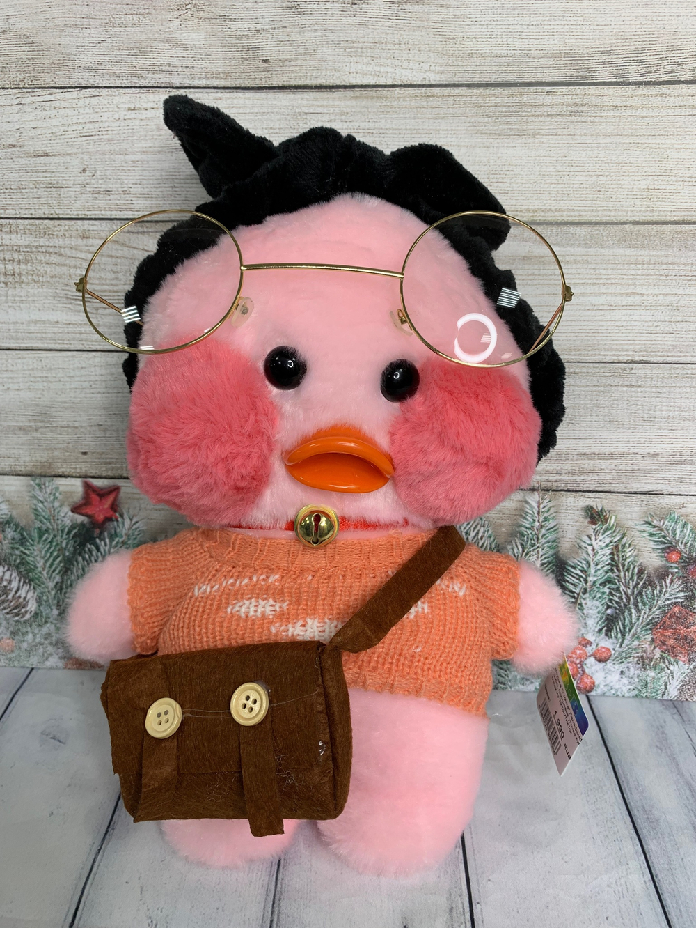 Мягкая игрушка "Уточка" Лалафанфан (lalafanfan duck), плюшевая уточка кукла в очках из TikTok/ТикТок