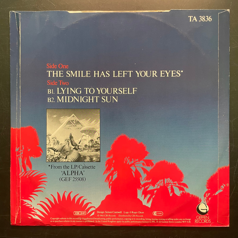 Asia ‎– The Smile Has Left Your Eyes (Англия 1983г.) 12", 45 RPM