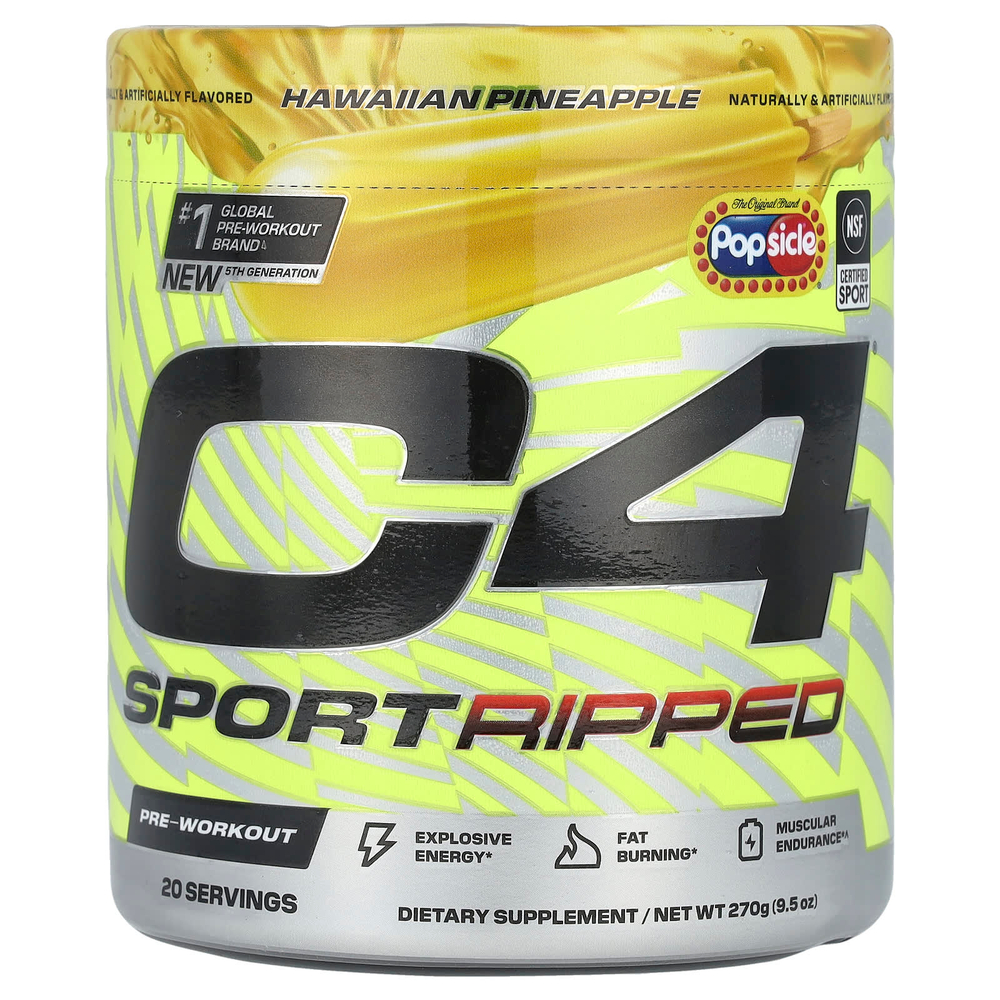 C4 / Cellucor, C4® Sport Ripped, предтренировочный комплекс, Popscle®, гавайский ананас, 270 г (9,5 унции)
