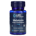 Life Extension, Мелатонин, высвобождение через 6 часов, 3 мг, 60 вегетарианских таблеток