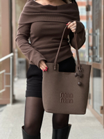 Сумка-шоппер 333/444 комбинированная с надписью, косметичкой и брелоком в комплекте