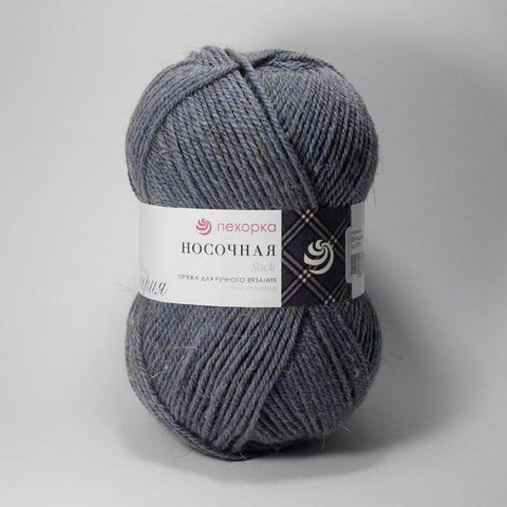 Носочная пряжа Россия Пехорка 50%полутонк.шерсть 50%акрил 5х100г/200м (255-Джинсовый)