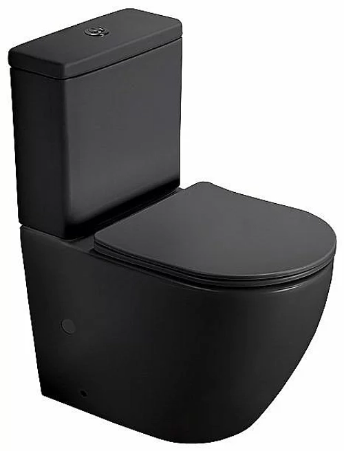 Унитаз напольный SantiLine SL-5016MB безободковый, с бачком, с крышкой микролифт, черный матовый