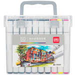 Набор маркеров для скетчинга DELI, двухсторонний 1/6 мм, 60 цветов, пластиковый кейс