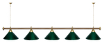 Лампа STARTBILLIARDS 5 пл. (плафоны зеленые,штанга золотая,фурнитура золото)