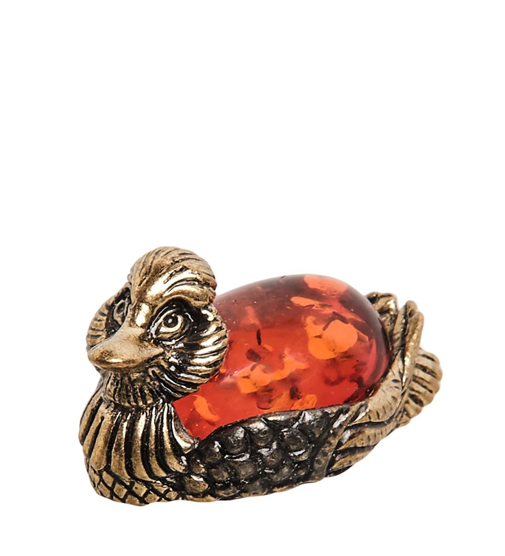 Народные промыслы AM- 586 Фигурка «Уточка мал» (латунь, янтарь)