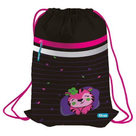 Мешок для обуви 1 отделение, Forst Pink tiger, 46*35см, сеточка, карман на молнии