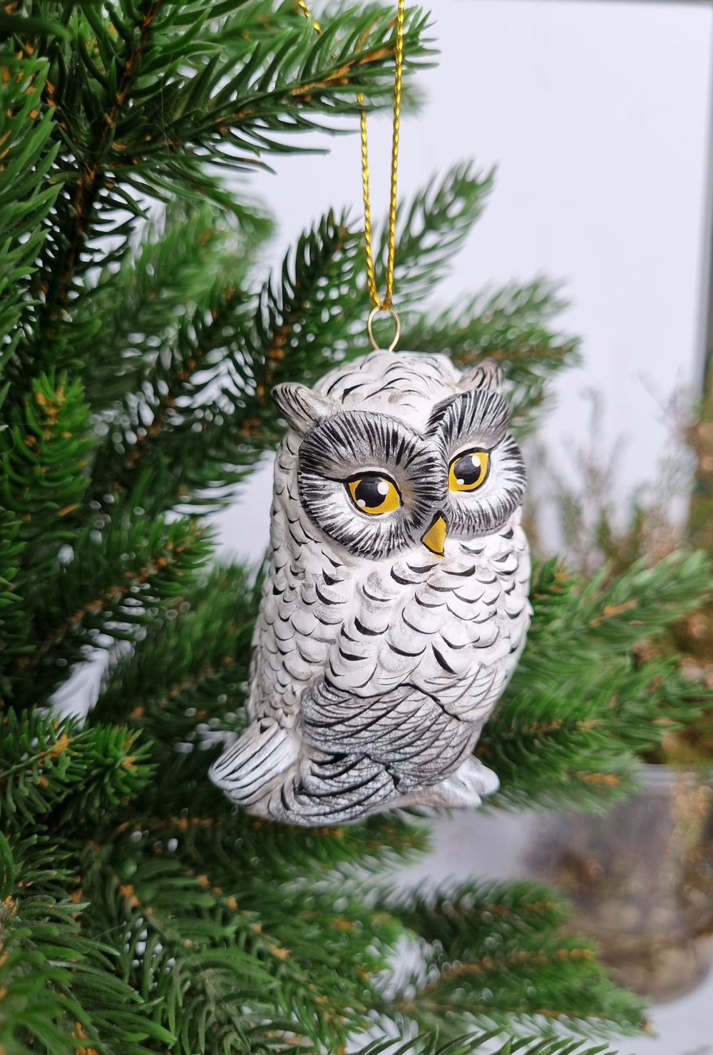 Сова ёлочная игрушка из фарфора