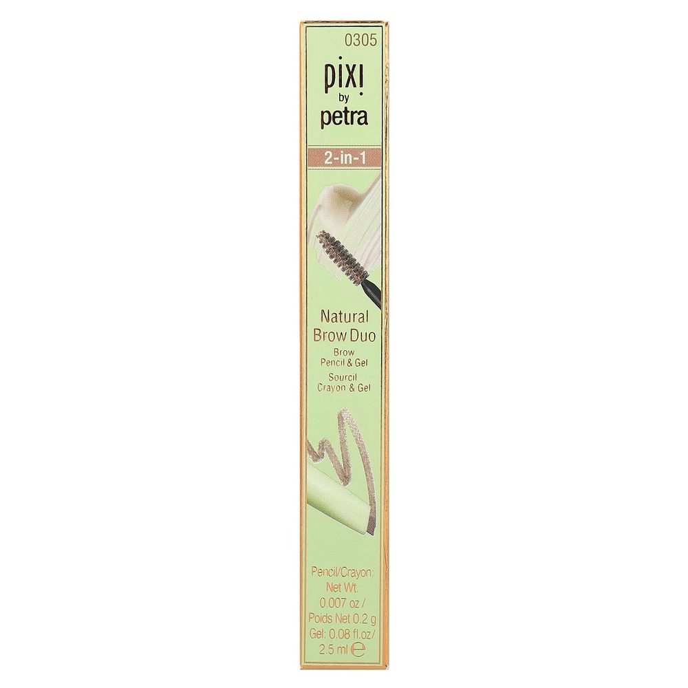 Pixi Beauty, карандаш для бровей и гель для бровей 2-в-1, натуральный коричневый, 1 шт.
