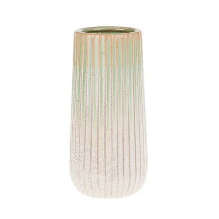 Ваза керамическая в цветах юной берёзки | h — 25,5 см; d1 — 8–10 см; d2 — 12 см