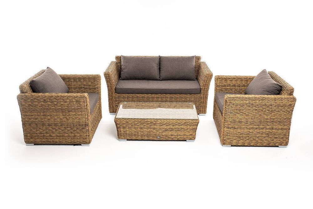 "Капучино Сингл" лаунж-зона из искусственного ротанга (гиацинт), цвет соломенный