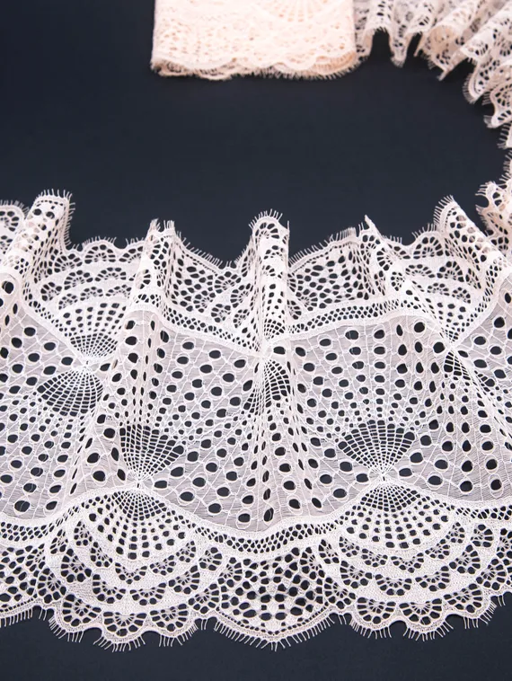 03-167 ОПТ Кружево эластичное 22 см, розовый айвори