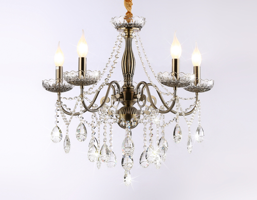 Подвесная люстра с хрусталем TR4949/5 SB/CL бронза/прозрачный E14/5 max 40W D620*585