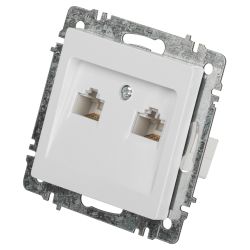 Розетка Intro Accent 6-304-01 информационная 2xRJ45 IP20 СУ белый