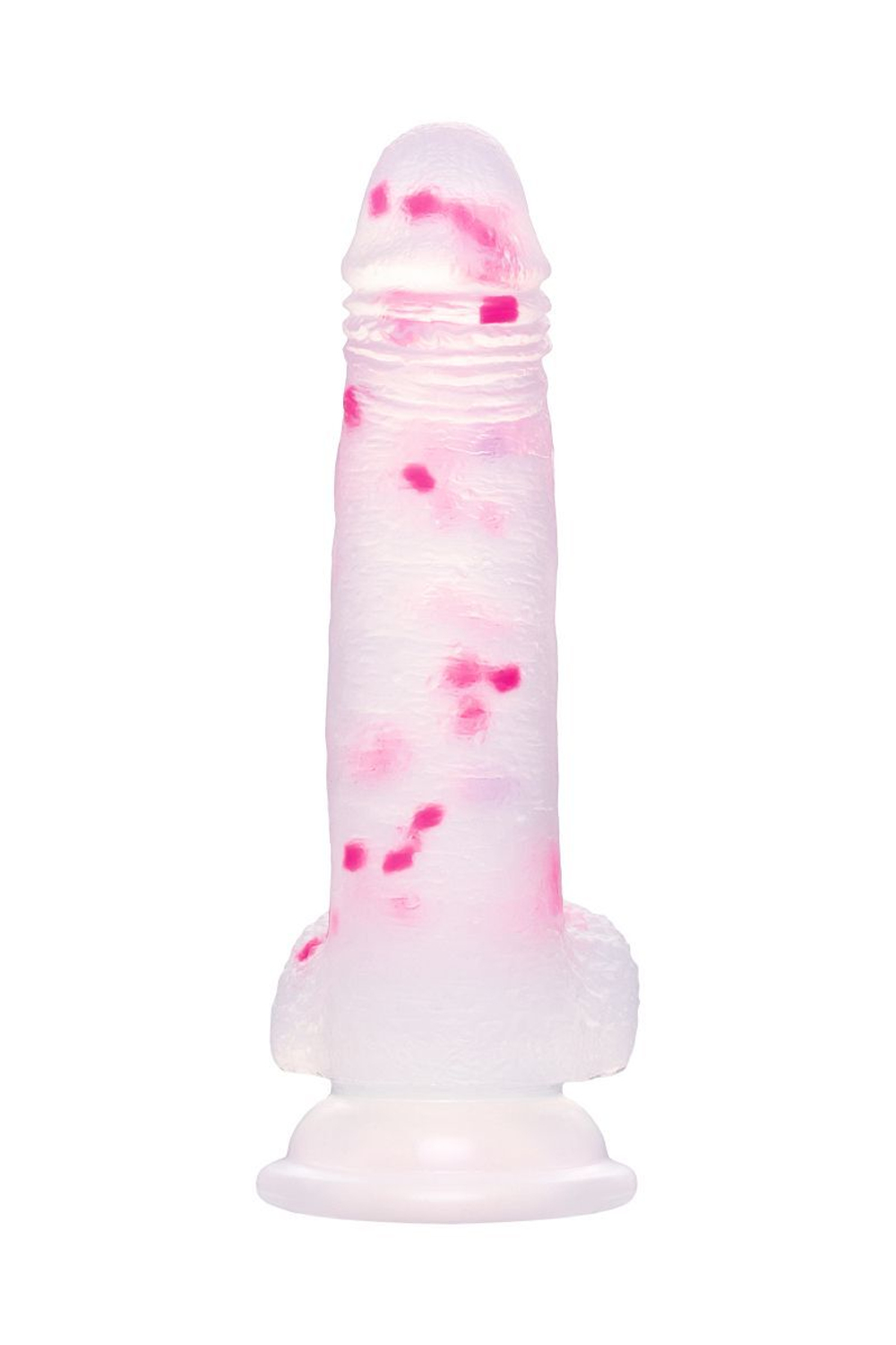 Прозрачный фаллоимитатор Crowley с цветными вкраплениями - 18 см. (Цвет: прозрачный)